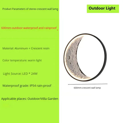 Applique murale LED forme lune étanche pour jardin extérieur — LZ4X9T2