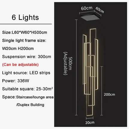 Lustre LED rectangulaire grand modèle finition or noir pour intérieur — LZ4P9XJ