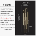 6 lumières (L200cm) / Or / Blanc chaud