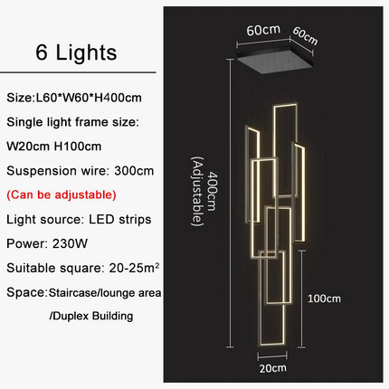Lustre LED rectangulaire grand modèle finition or noir pour intérieur — LZ4P9XJ