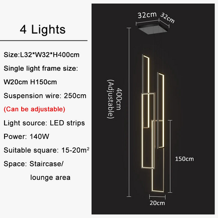 Lustre LED rectangulaire grand modèle finition or noir pour intérieur — LZ4P9XJ