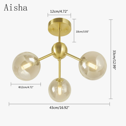 Plafonnier américain triple tête pour éclairage moderne — LZ4X9M