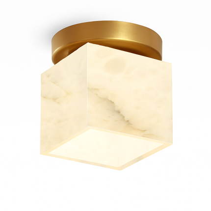 Plafonnier LED boule en marbre et laiton doré carré pour entrée et balcon — LZ4X9T2