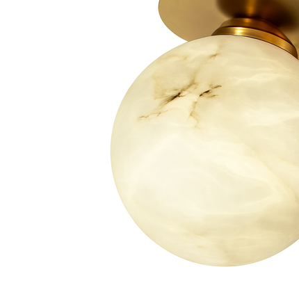 Plafonnier LED boule en marbre et laiton doré carré pour entrée et balcon — LZ4X9T2