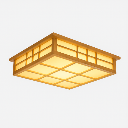 Plafonnier LED carré en bois style japonais pour cuisine et restaurant — LZ4X9T2