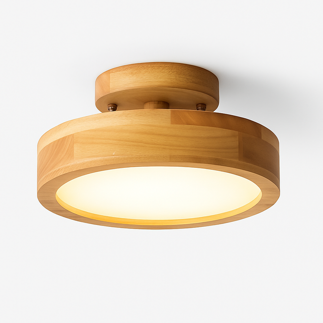 Plafonnier circulaire en bois massif naturel — LZ4X9JQ