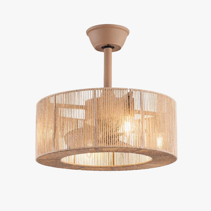 Plafonnier décoratif en corde tressée avec ventilateur et intensité réglable — LZ4P9XJ
