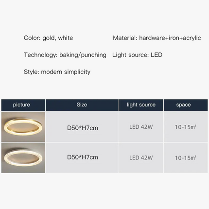 Plafonnier LED moderne avec anneaux circulaire et rectangulaire — LZ4X9M