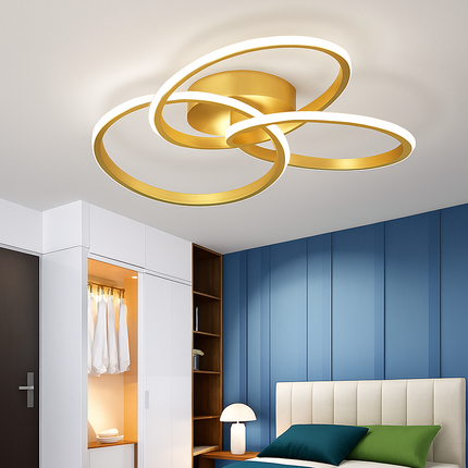Plafonnier LED design avec anneaux métalliques style Loft — LZ4QJ7M