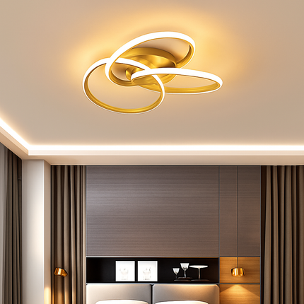 Plafonnier LED design avec anneaux métalliques style Loft — LZ4QJ7M