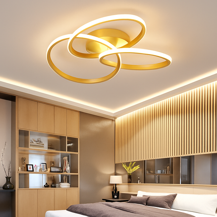 Plafonnier LED design avec anneaux métalliques style Loft — LZ4QJ7M