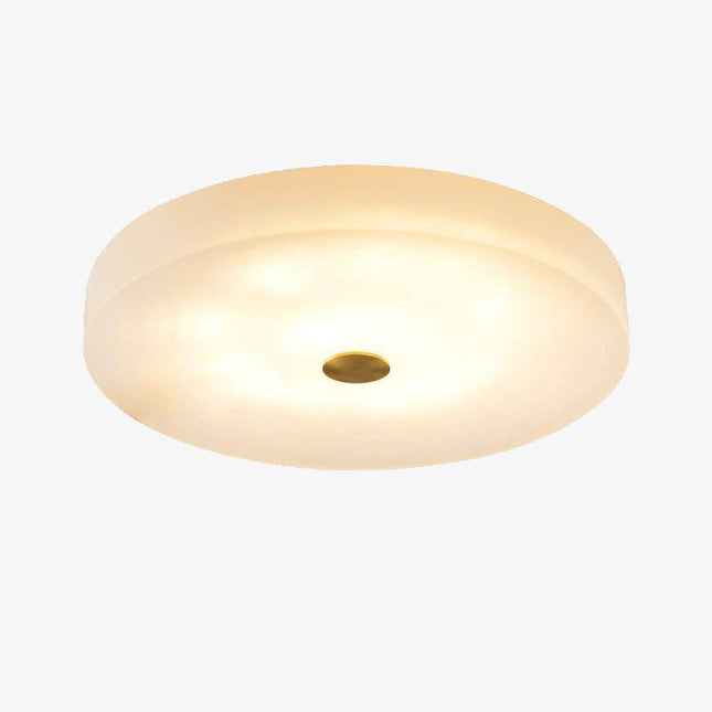Plafonnier design LED marbre arrondi avec disque doré Villa