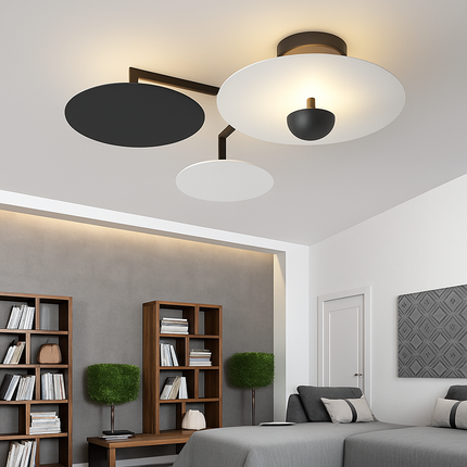 Plafonnier rond en métal et verre au design contemporain — LZ4X9M