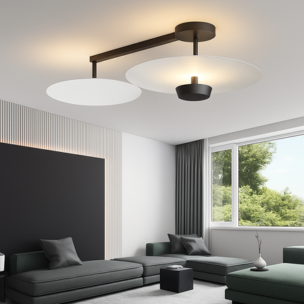 Plafonnier rond en métal et verre au design contemporain — LZ4X9M