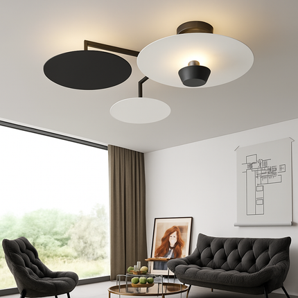 Plafonnier rond en métal et verre au design contemporain — LZ4X9M