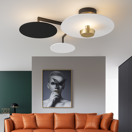 Plafonnier rond en métal et verre au design contemporain — LZ4X9M
