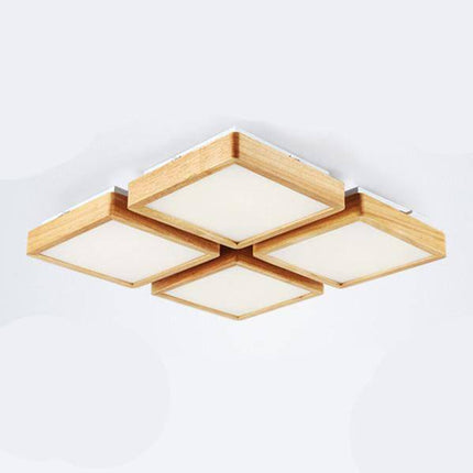 Plafonnier carré en bois avec éclairage LED intégré — LZ4N7X
