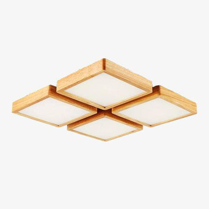 Plafonnier carré en bois avec éclairage LED intégré — LZ4N7X