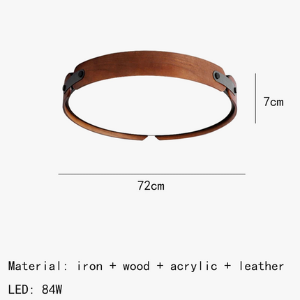 Plafonnier en bois avec cuir synthétique et 3 disques interchangeables — LZ4M9T2