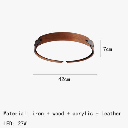 Plafonnier en bois avec cuir synthétique et 3 disques interchangeables — LZ4M9T2