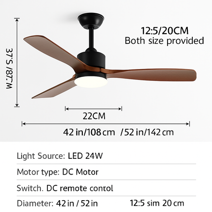 Plafonnier en bois avec ventilateur et lumière intégrée télécommandée — LZ4X9T