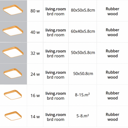 Plafonnier en bois à LED (plusieurs formes)