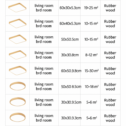 Plafonnier en bois à LED (plusieurs formes)