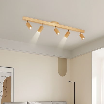 Plafonnier nordique en bois avec spot rotatif et réglable — LZ4X9T