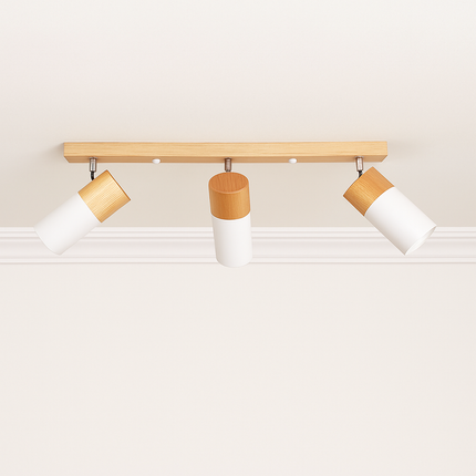 Plafonnier nordique en bois avec spot rotatif et réglable — LZ4X9T