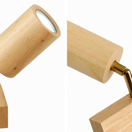 Plafonnier nordique en bois avec spot rotatif et réglable — LZ4X9T