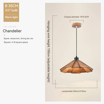 Plafonnier rétractable en bois pour décoration lumineuse intérieure — LZ4X9T2