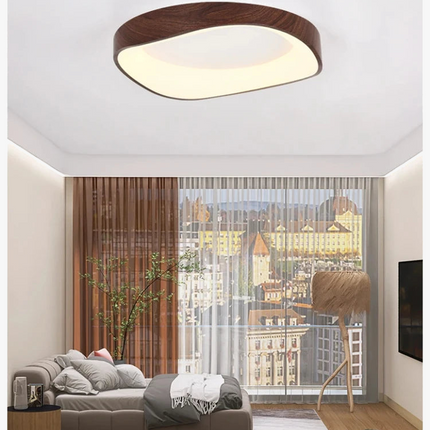 Plafonnier rond en bois avec télécommande pour éclairage intérieur — LZ4P9XJ