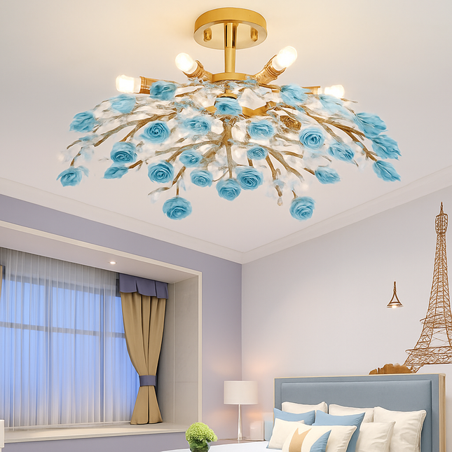 Plafonnier moderne en céramique avec fleurs en cristal — LZ4X9P2