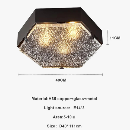 Plafonnier en cuivre avec verre ondulé pour intérieur moderne — LZ4X7Q