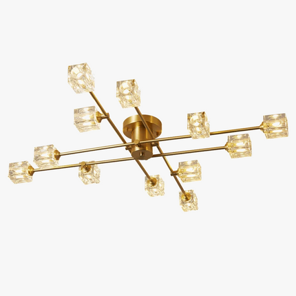 Plafonnier design nordique en cuivre avec cristal luxe — LZ4X9M
