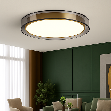 Plafonnier cuivre moderne double abat-jour en maille LED pour salon et chambre — LZ4X9P2