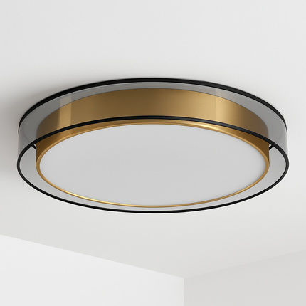 Plafonnier cuivre moderne double abat-jour en maille LED pour salon et chambre — LZ4X9P2