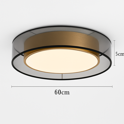 Plafonnier cuivre moderne double abat-jour en maille LED pour salon et chambre — LZ4X9P2