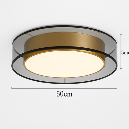 Plafonnier cuivre moderne double abat-jour en maille LED pour salon et chambre — LZ4X9P2