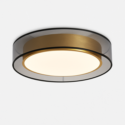 Plafonnier cuivre moderne double abat-jour en maille LED pour salon et chambre — LZ4X9P2