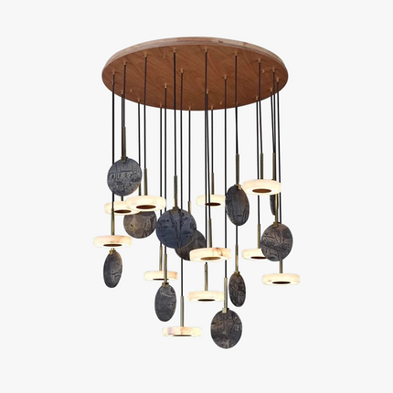 Plafonnier suspension moderne en marbre et bois élégant — LZ4X9T2