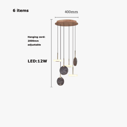 Plafonnier suspension moderne en marbre et bois élégant — LZ4X9T2