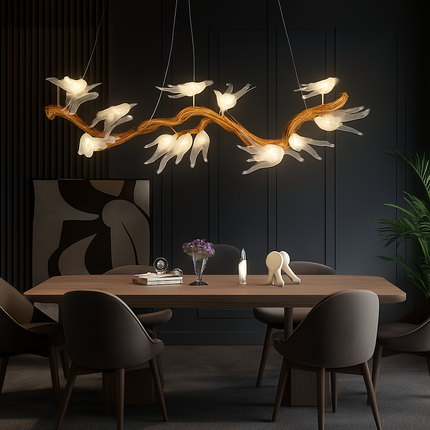 Plafonnier en verre cristal avec motif oiseau et éclairage LED — LZ4X9T