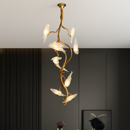 Plafonnier en verre cristal avec motif oiseau et éclairage LED — LZ4X9T