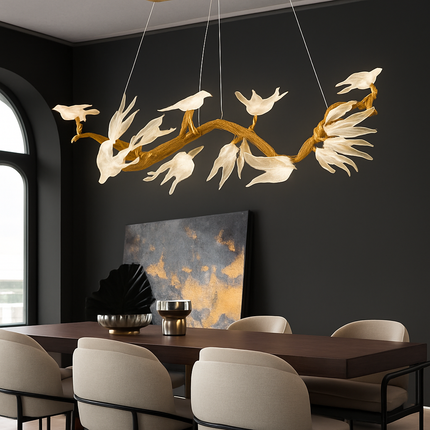 Plafonnier en verre cristal avec motif oiseau et éclairage LED — LZ4X9T
