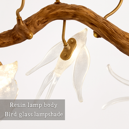Plafonnier en verre cristal avec motif oiseau et éclairage LED — LZ4X9T