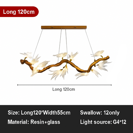 Plafonnier en verre cristal avec motif oiseau et éclairage LED — LZ4X9T