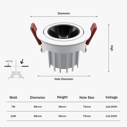 Plafonnier encastré moderne en aluminium réglable anti-éblouissement — LZ4X9P2