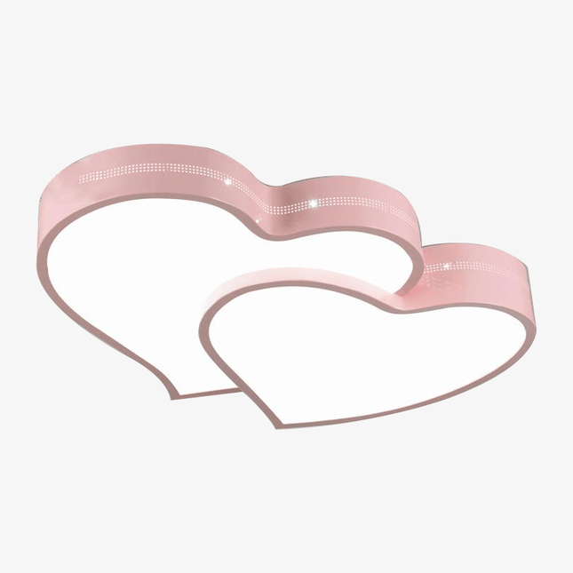 Plafonnier LED double cœur pour chambre de fille, rose ou blanc — LZ4X9M