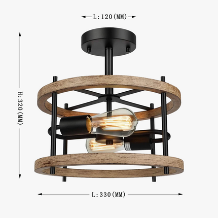 Plafonnier intérieur double lampe style industriel rétro — LZ4X9T2